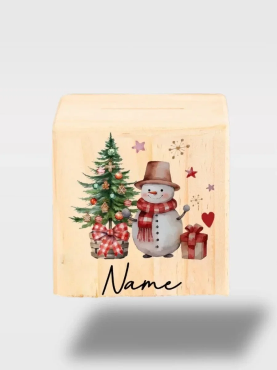 Tirelire de Noël Personnalisé en BoisLe Cube Magique – Image 6